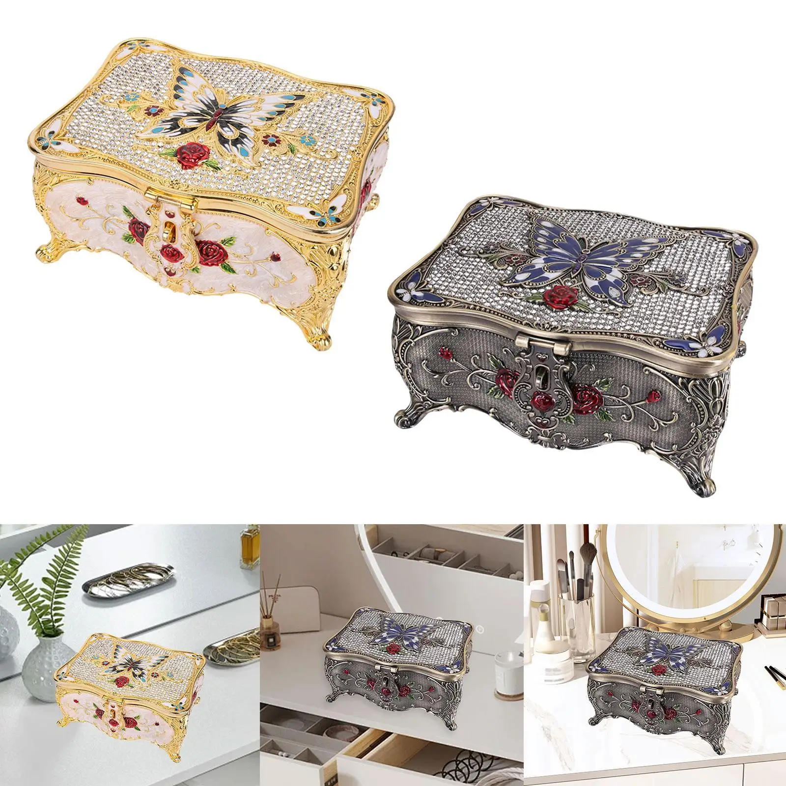 European Design Jewelry Box Jewelry Organizer Lady Rings Jewelry Trinket Jewelry Storage Case for Dorm Wedding Tabletop Decor