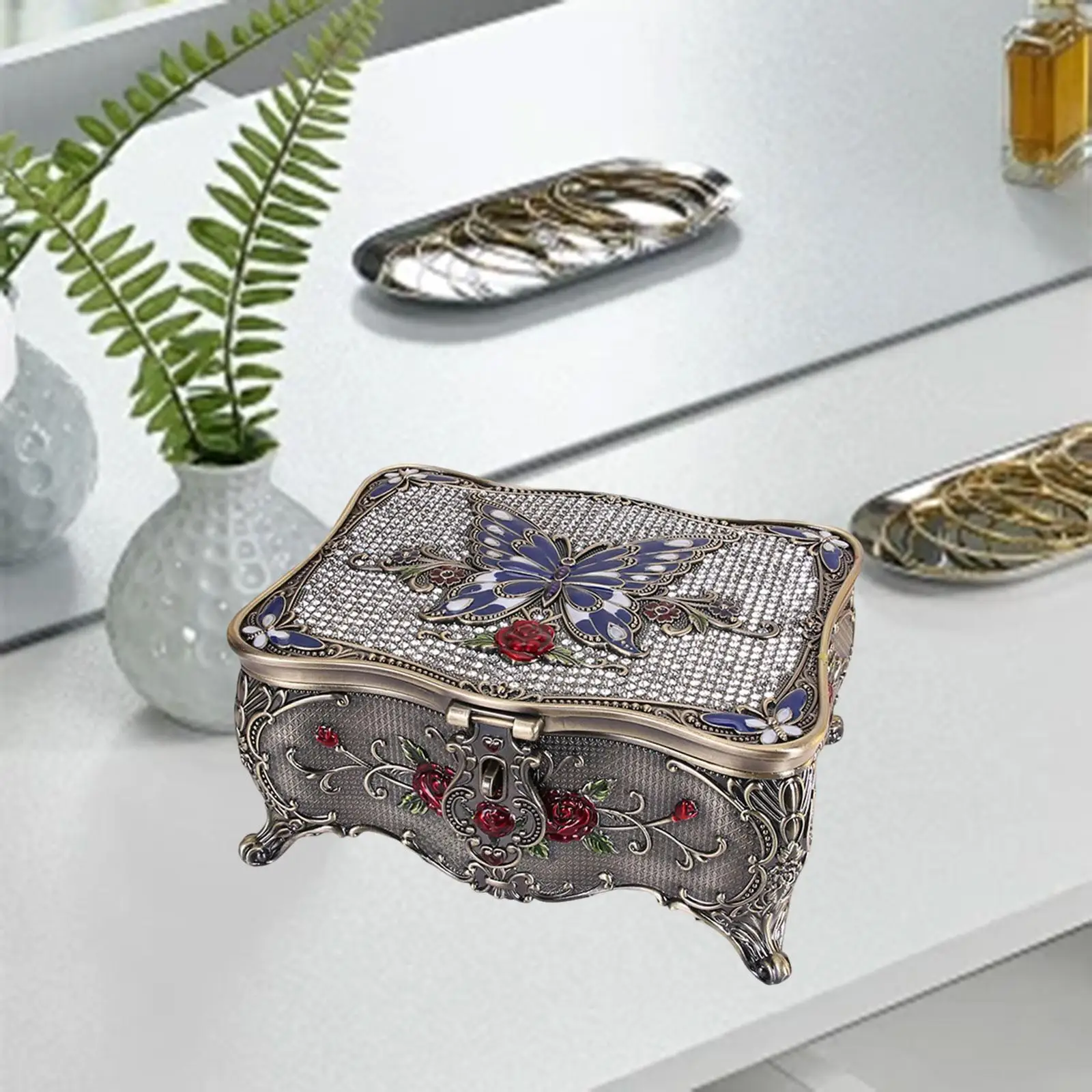 European Design Jewelry Box Jewelry Organizer Lady Rings Jewelry Trinket Jewelry Storage Case for Dorm Wedding Tabletop Decor