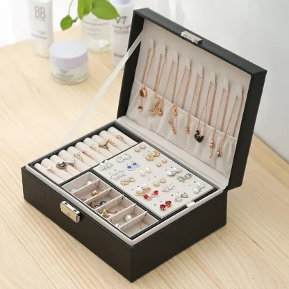 Large Double Layer Jewelry Box - Image 6